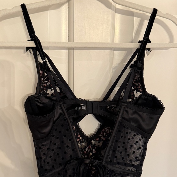 New! For Love and Lemons Caprice Bow Detail Teddy Black 31608 - Picture 11 of 15